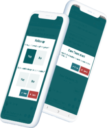 Two cellphone mockups showing follow and alert features