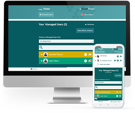 Device 1 with mockups Desktop and mobile mockups of aTouchAway Managed Users Settings