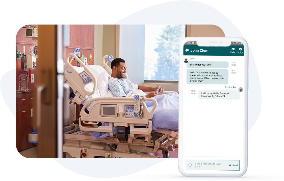 Patient in post-op room communicating with doctor